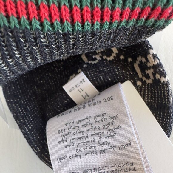 NWT GUCCI SOCKS Black GG LOGO Wool Sz M Web - Picture 4 of 6